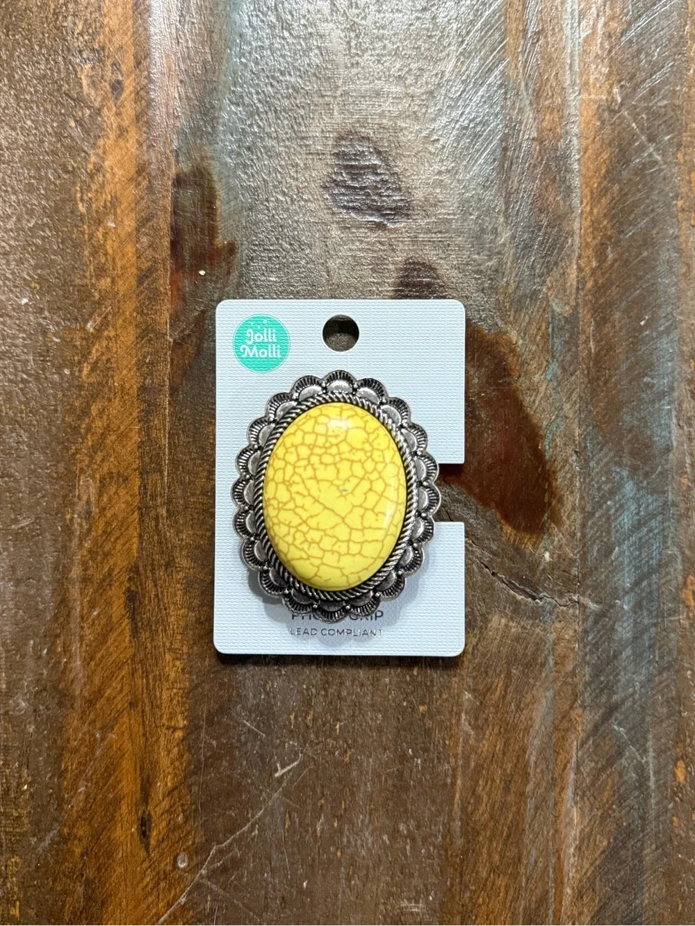 Jolli Molli Yellow Turquoise Stone Western Concho PopSocket Phone Grip NWT